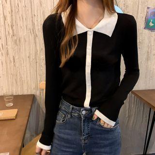 Color Block Knit Blouse