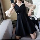 Two-tone Panel Mini A-line Dress