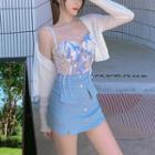 Cardigan / Mini Skirt / Camisole Top