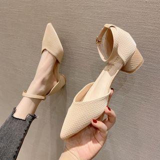 Pointy-toe Ankle-strap Chunky-heel Sandals
