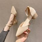Pointy-toe Ankle-strap Chunky-heel Sandals