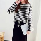 Set: Long-sleeve Striped Knit Top + Midi Fitted Skirt