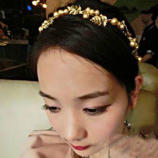 Faux Pearl Leaf Hair Band