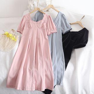 Square Collar Stitched A-line Dress
