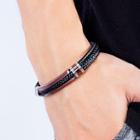 Faux Leather Bracelet 1358 - Black & Rose Gold - One Size