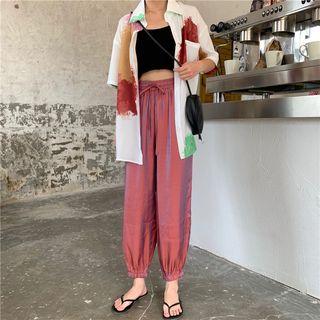 Printed Short Sleeve Blouse / Harem Pants