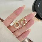 Bow Alloy Faux Pearl Rhinestone Earring