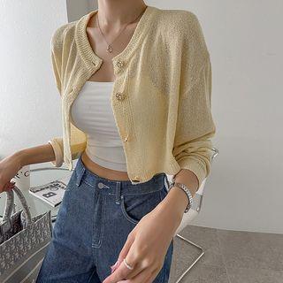 Long-sleeve Sheer Crop Cardigan