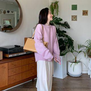 Pastel-color Wool Blend Boxy Sweater