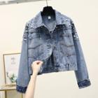 Faux Pearl Big-pocket Denim Jacket