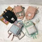Color Panel Top Handle Nylon Backpack