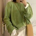 Plain Knitted Loose-fit Sweater As Shown In Figure - One Size