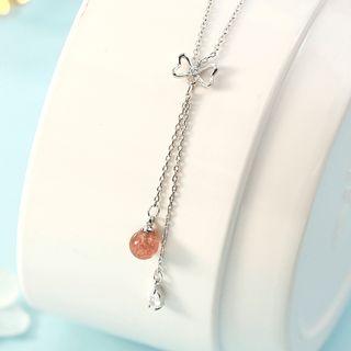 Alloy Bow Faux Crystal Pendant Necklace