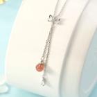 Alloy Bow Faux Crystal Pendant Necklace