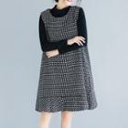 Crew-neck Knitted Pinafore Dress