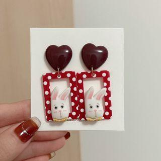 Heart Rabbit Resin Dangle Earring