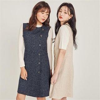 Button-front Sleeveless M Lange Mini Dress