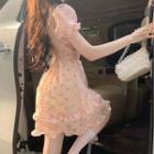 Short-sleeve Floral Mini Dress Dress - Pink - One Size