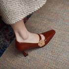 Flower Detail High Heel Mary Jane Shoes