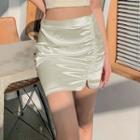 High-waist Satin Mini Skirt
