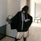 Lettering Striped Blouse / Woolen Cape