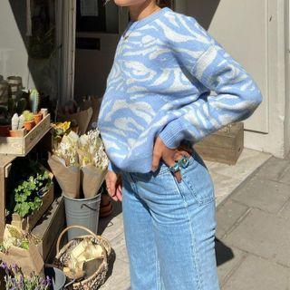 Long Sleeve Animal Print Loose-fit Sweater