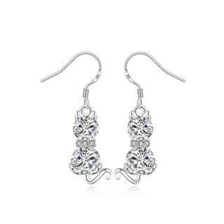Fashion Cute Cat Cubic Zircon Earrings Silver - One Size
