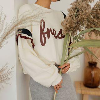 Frilled-detail Letter Print Pullover