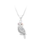 925 Sterling Silver Owl Pendant With White Cubic Zircon And Necklace