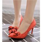 Bow Pointy Toe Patent Pumps