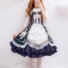 Elbow-sleeve Cross Accent A-line Dress / Hair Piece Set