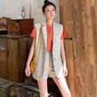 Buttoned Vest / Shorts / Short-sleeve T-shirt / Set