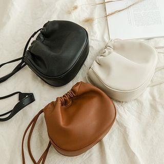 Drawstring Pleather Shoulder Bag