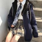 Long-sleeve Shirt / Tie / Mini Pleated Skirt / Hooded Zip Jacket / Set
