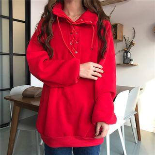 Plain Lace Up Pullover