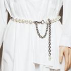 Faux Pearl Chain Belt White & Silver - One Size