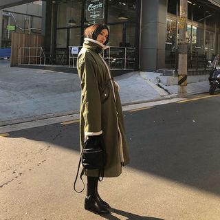 Buckled-neck Faux-shearling Lined Parka