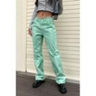 Embroidered Washed Loose-fit Pants