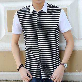 Stripe Panel Short-sleeve Shirt