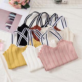 Back Cross Strap Ribbed Tank Top
