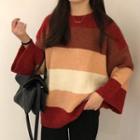 Striped Sweater / Drawstring Wide-leg Pants