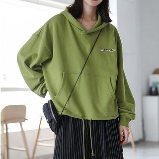 Lettering Drawstring-waist Hoodie