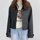 Collared Pleather Jacket Black - One Size