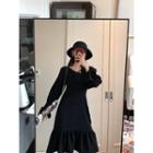 Long-sleeve Ruffled Midi Mermaid Dress