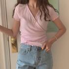 Short-sleeve Crinkled Wrap T-shirt