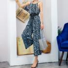 Spaghetti Strap Leopard Print Jumpsuit