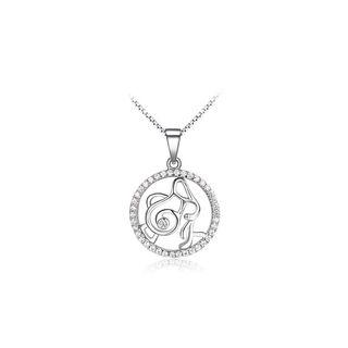 Fashion 925 Sterling Silver Aquarius Pendant With White Cubic Zircon And Necklace