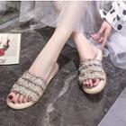 Faux Pearl Tweed Slide Sandals