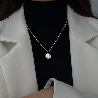 Ox Shell Disc Pendant Sterling Silver Necklace