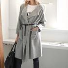 Open Front Long Jacket With Belt